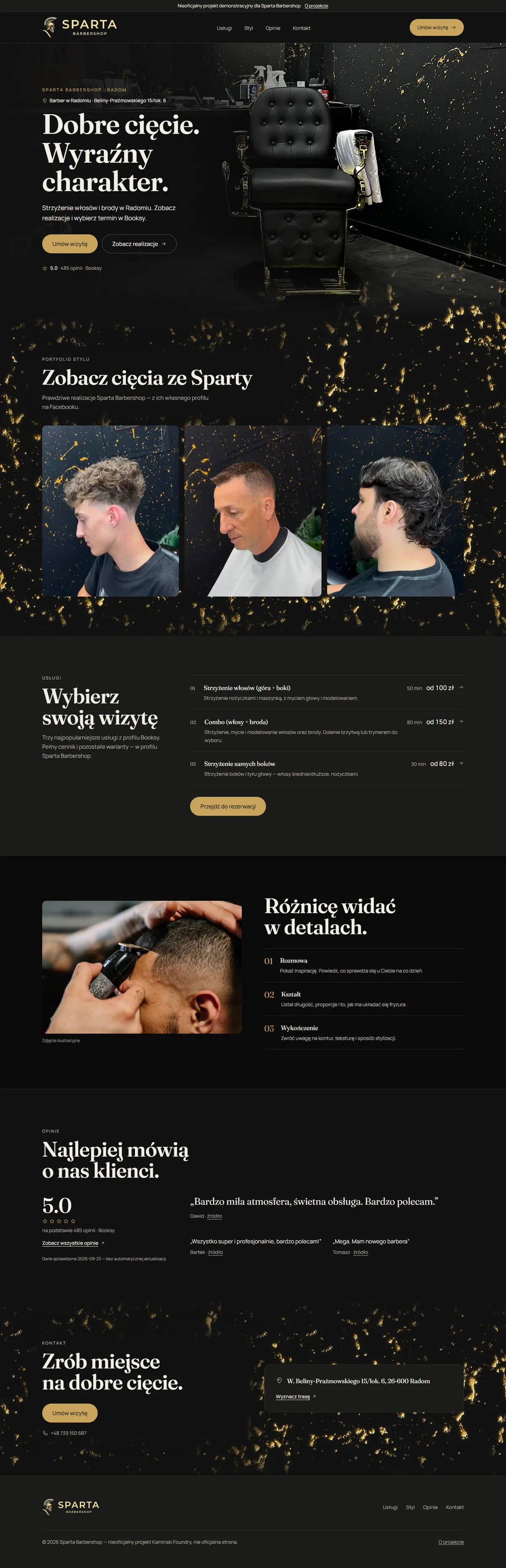 Zrzut ekranu podglądu Sparta Barbershop — salon barberski w Radomiu